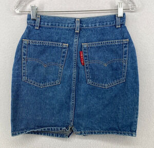 LEVIS Skirt Junior 9 BIG TAB Denim Red Batwing 80s Cotton 1988 5 Pocket USA VTG